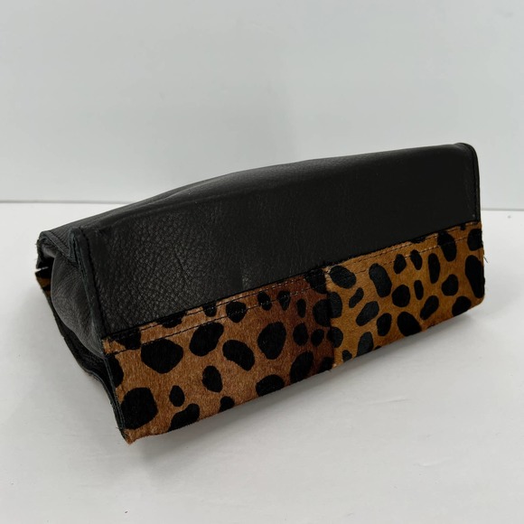 CLARE V Bag Womens Black Brown Petite Simple Tote Leopard Patchwork NWT - Picture 5 of 13